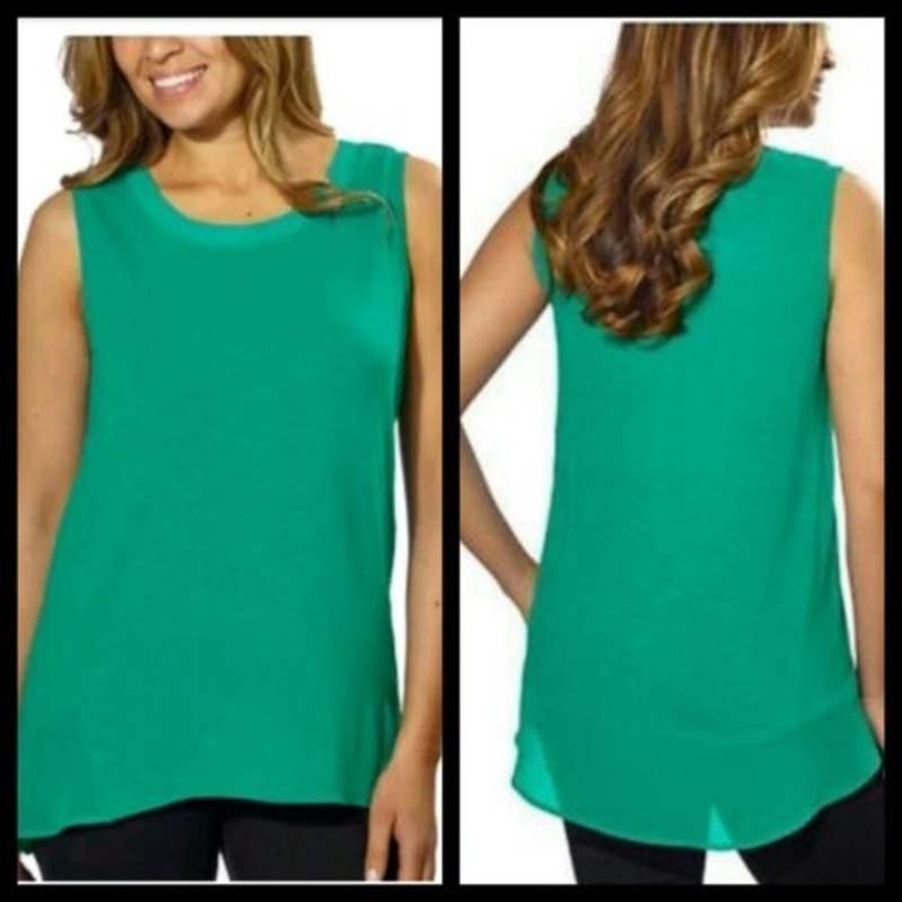Adrienne Vittadini High Low Sleeveless Top Teal Size Large